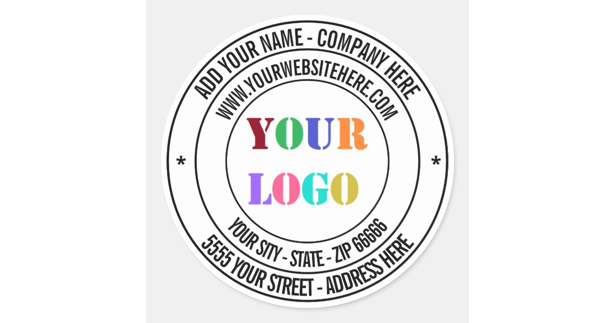 Custom Business Logo Name Info Address Sticker | Zazzle