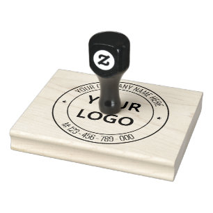 Custom Business Logo Name Info Round Rubber Stamp