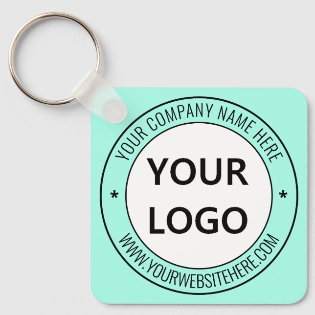 Custom Business Logo Name Info Stamp Keychain (Front)