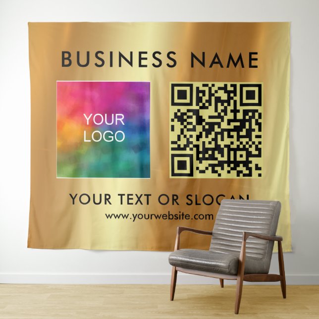Custom Business Logo Name QR Code Extra Large XL Tapestry (In Situ (Horizontal))