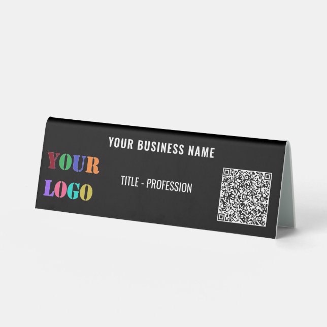 Custom Business Logo Name QR Code Table Tent Sign (Front)