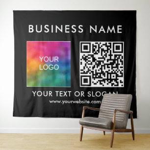 Custom Business Logo Name QR Code XL Backdrop Tapestry