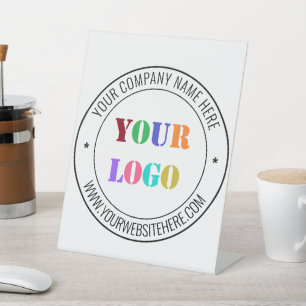 Custom Business Logo Name Text Info Pedestal Sign