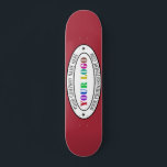 Custom Business Logo Name Text Skateboard Template<br><div class="desc">Custom Colours and Fonts - Design Your Own Personalised Skateboard with Your Company Logo and Name Website or Custom Text Promotional Business or Modern Personal Skateboards / Gift - Make Unique Your Own Design - Add Your Logo - Image - Photo or QR Code / and Name - Website or...</div>