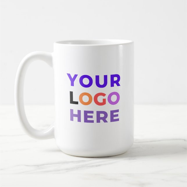 Custom Business Logo on a White Branded  Coffee Mug (Left)