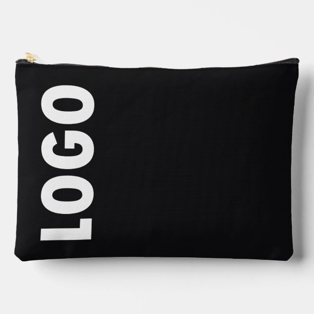 Custom Business Logo on Black  Accessory Pouch (Front)