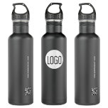 Custom business logo on black QR code website 710 Ml Water Bottle<br><div class="desc">Promote your brand with this Simple Custom Business Logo on Black QR Code Website Water Bottle. Featuring a sleek black design, this water bottle showcases your business logo and a QR code linking to your website, making it a perfect blend of style and functionality. Ideal for corporate events, giveaways, and...</div>