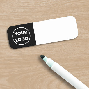 Custom Business Logo on Black Reusable Dry Erase Name Tag