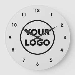 Custom Business Logo on Simple Grey Background Large Clock