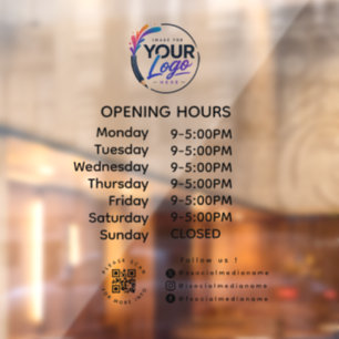 Custom Business Logo Opening Times QR Code Socials