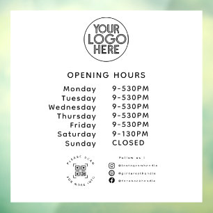 Custom Business Logo Opening Times QR Code   White