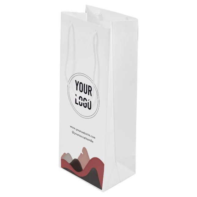 Custom Business Logo Paper Wine Bag No Minimum (Front Angled)
