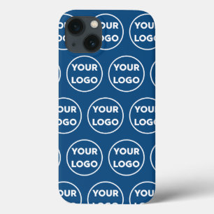 Custom Business Logo Pattern on Blue iPhone 13 Case