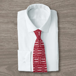 Custom Business Logo Pattern on Burgundy 2 Sided Tie