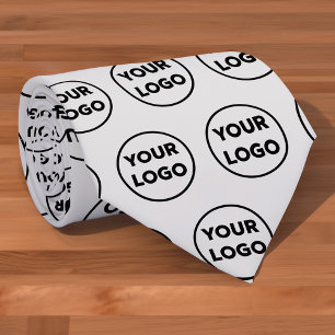 Custom Business Logo Pattern on Grey Tie