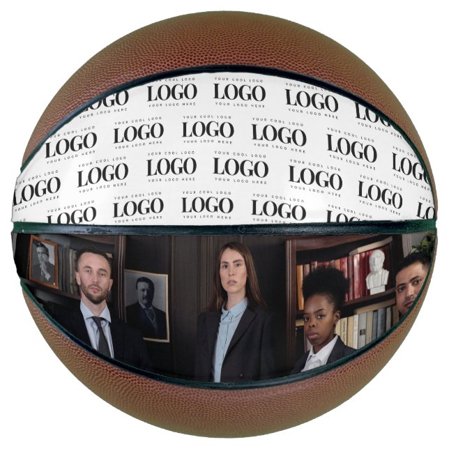 Custom Business Logo Pattern & Photo Personalised Basketball (Front)