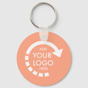 Custom Business Logo   Peachy Coral Key Ring