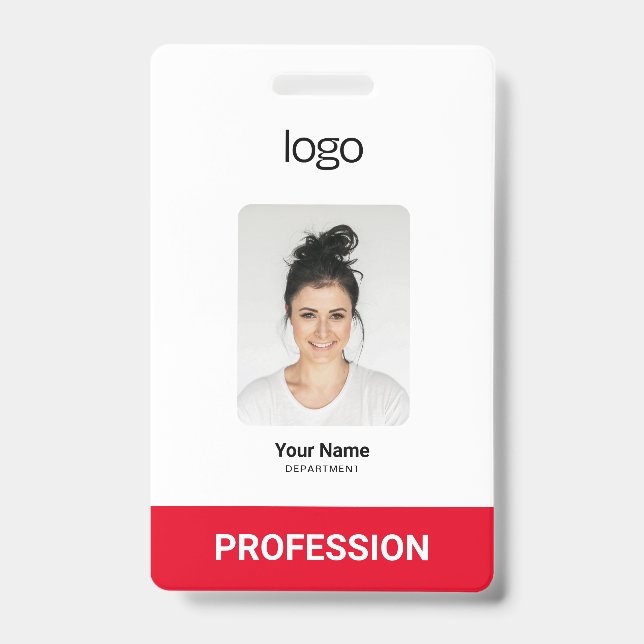 Custom Business Logo, Photo, Bar Qr Code ID Badge (Front)