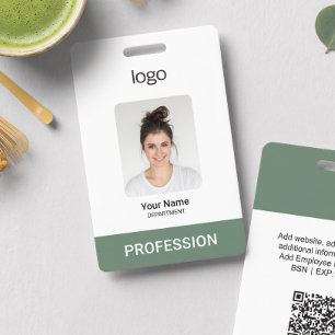 Custom Business Logo, Photo, Bar Qr Code ID Badge