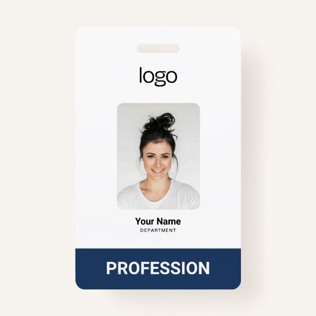 Custom Business Logo, Photo, Bar Qr Code ID Badge (Front)