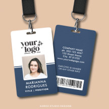 Custom Business Logo Photo Barcode Employee ID