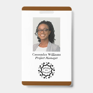 Custom Business Logo & Photo Employee Burnt Orange ID Badge