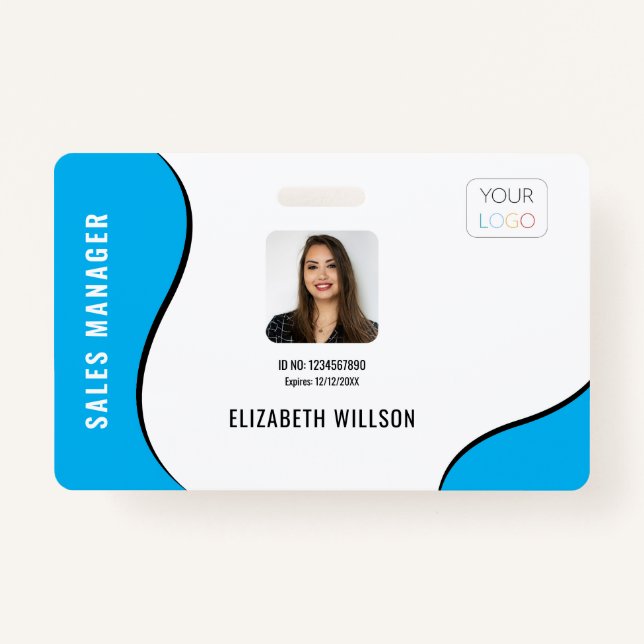 Custom Business Logo Photo Employee ID Badge (Front)