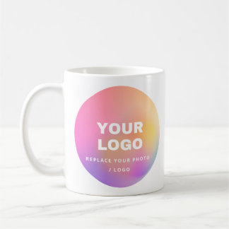 Custom business logo, photo replace on mugs