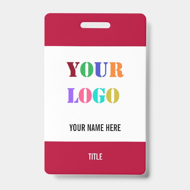 Custom Business Logo Photo Title Info Name Badge ID Badge (Front)
