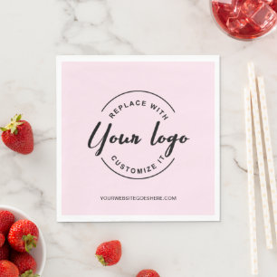 Custom Business logo Pink dinner Napkin