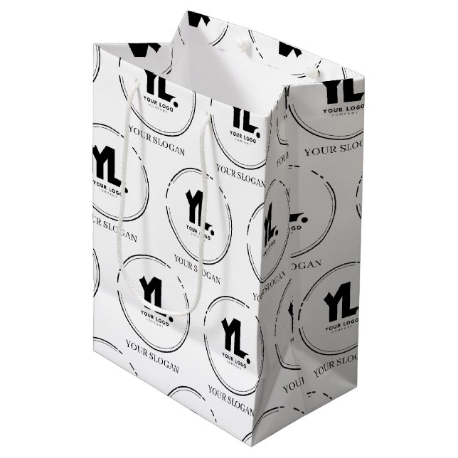 Custom Business Logo Professional Medium Gift Bag (Front Angled)