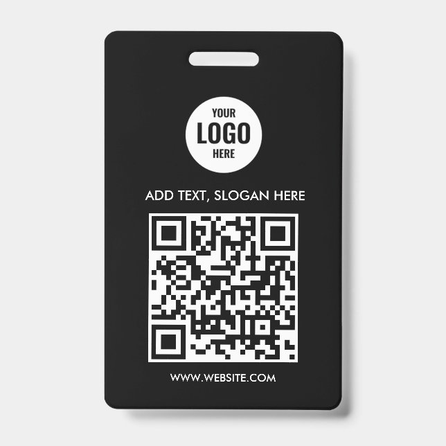 Custom  Business Logo Professional Simple White  ID Badge (Front)