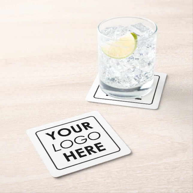 Custom Business Logo Professional Square Paper Coaster (Insitu)