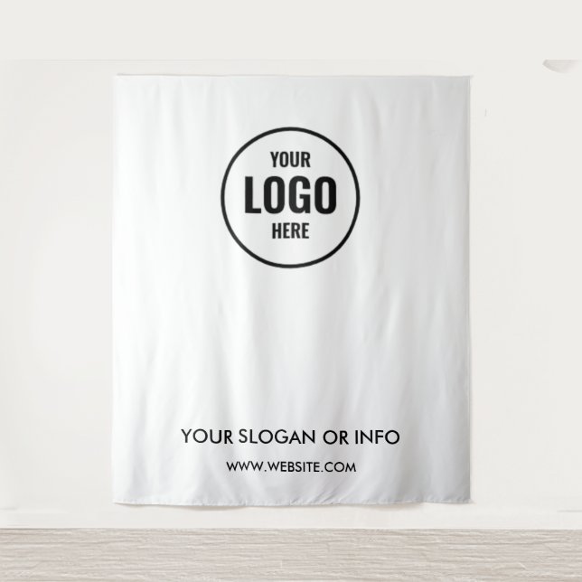 Custom Business Logo | Professional White  Tapestry (Front)