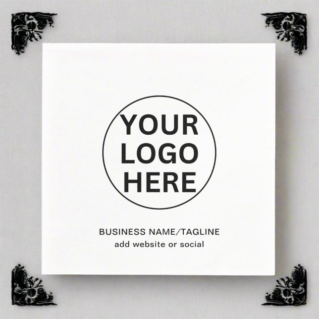 Custom Business Logo Promotional Black & White Napkin (Creator Uploaded)