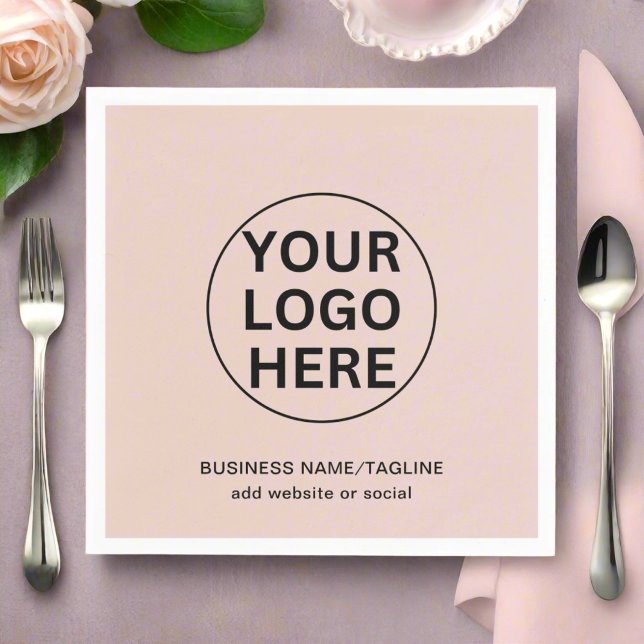 Custom Business Logo Promotional Blush Pink  Napkin (Creator Uploaded)