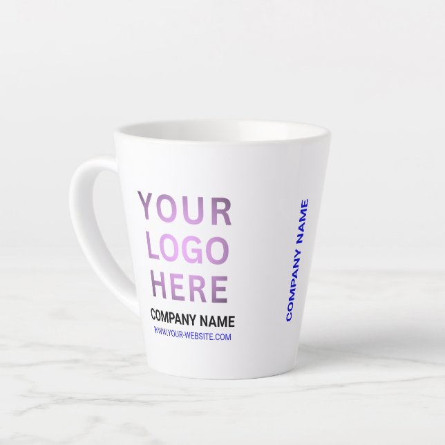 Custom Business Logo | Promotional Company Latte Mug (Left Angle)