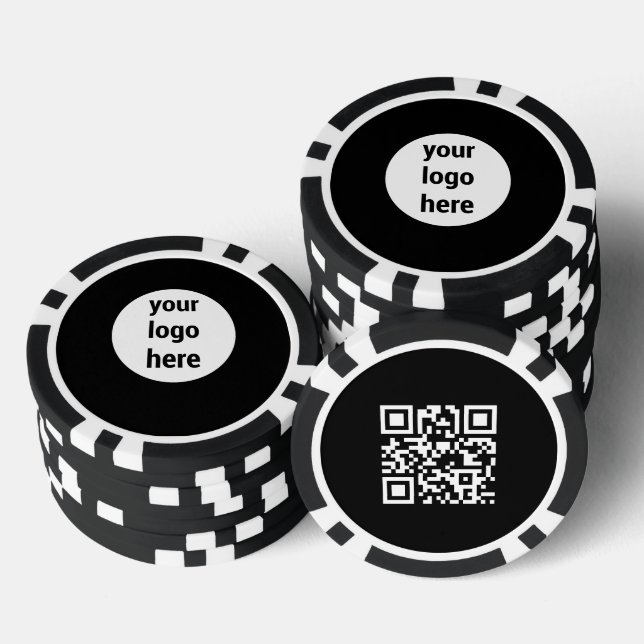 Custom Business Logo Promotional QR Code Black Poker Chips (Stack)