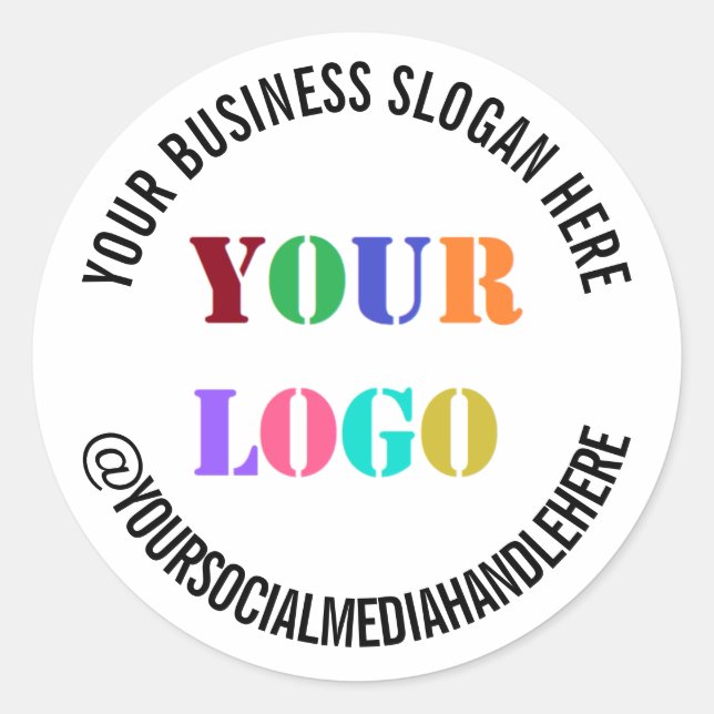 Custom Business Logo Promotional Social Media Name Classic Round Sticker (Front)