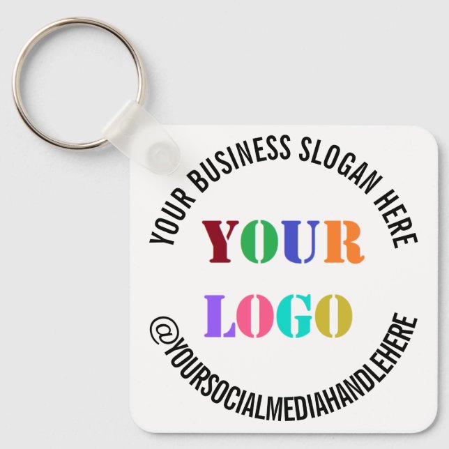Custom Business Logo Promotional Social Media Name Key Ring (Front)