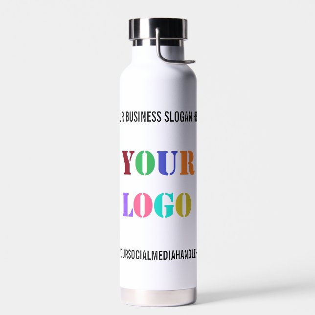 Custom Business Logo Promotional Social Media Name Water Bottle (Left)