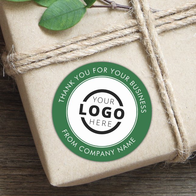 Custom Business Logo Promotional Thank You Green Classic Round Sticker (Creator Uploaded)