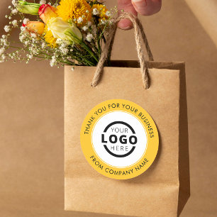 Custom Business Logo Promotional Thank You Yellow Classic Round Sticker