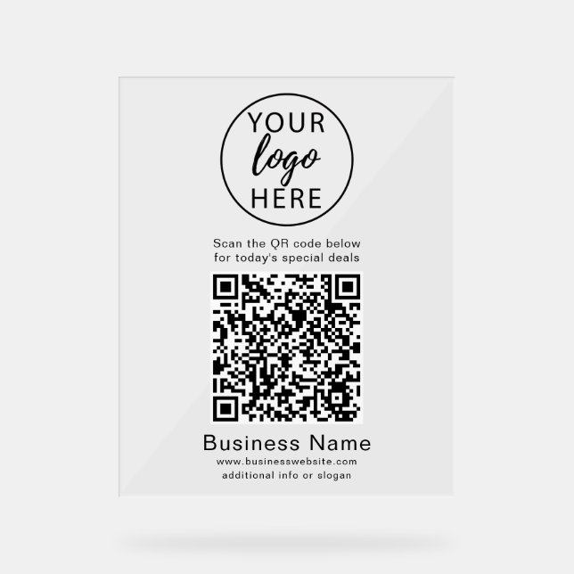 Custom Business Logo, QR Code Acrylic Sign (Front)