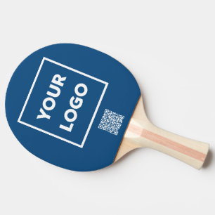 Custom Business Logo QR Code Blue Branded Ping Pong Paddle