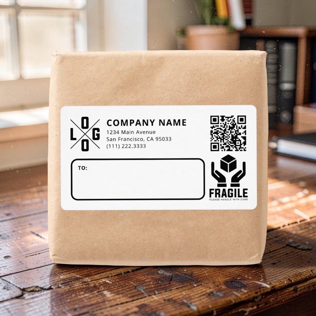 Custom Business Logo QR code Fragile Warn Shipping (Creator Uploaded)