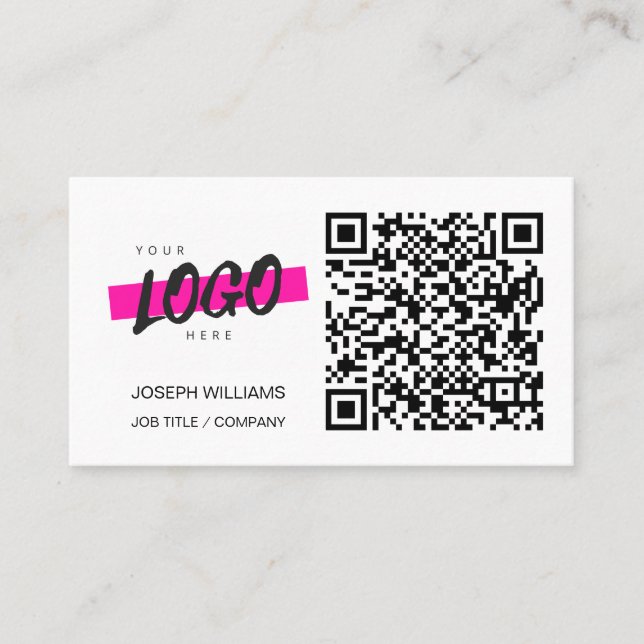 Custom Business Logo QR Code Modern White Simple  Card (Front)