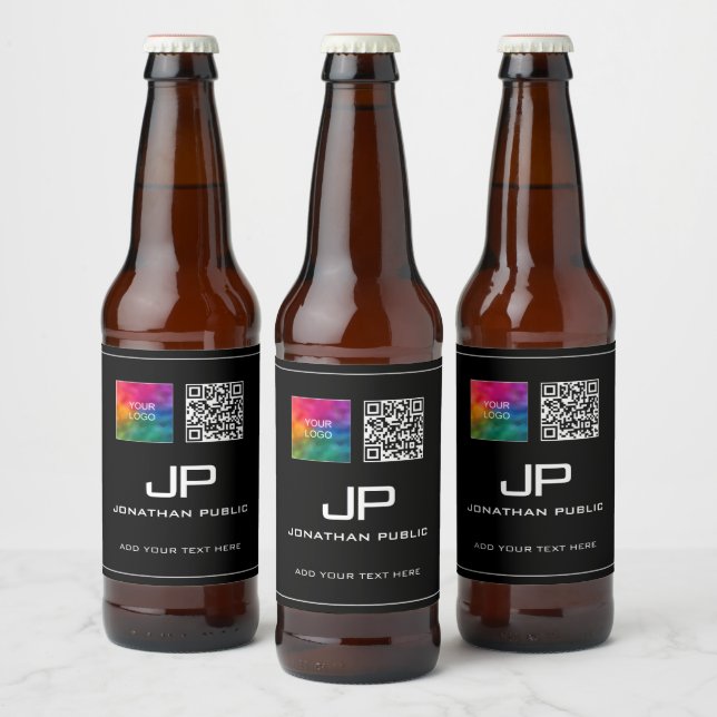 Custom Business Logo QR Code Monogram Template Beer Bottle Label (Bottles)