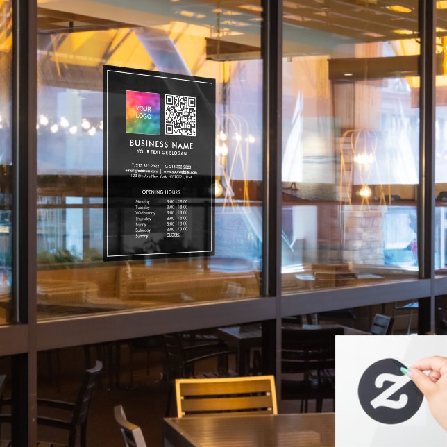 Custom Business Logo QR Code Opening Hours (Restaurant Window)