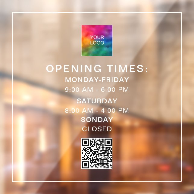 Custom Business Logo QR Code Opening Times Large (Sheet 2)